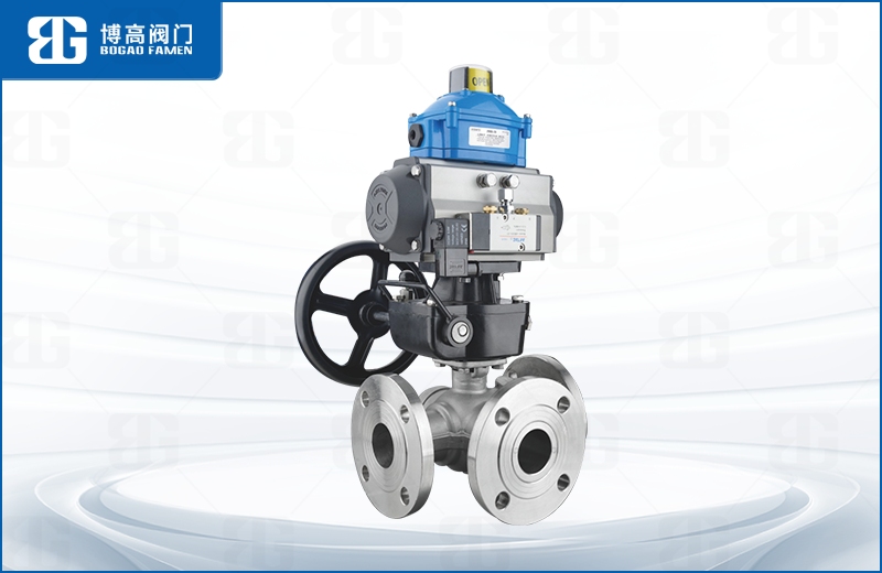 氣動(dong)三通法蘭球閥(fa)